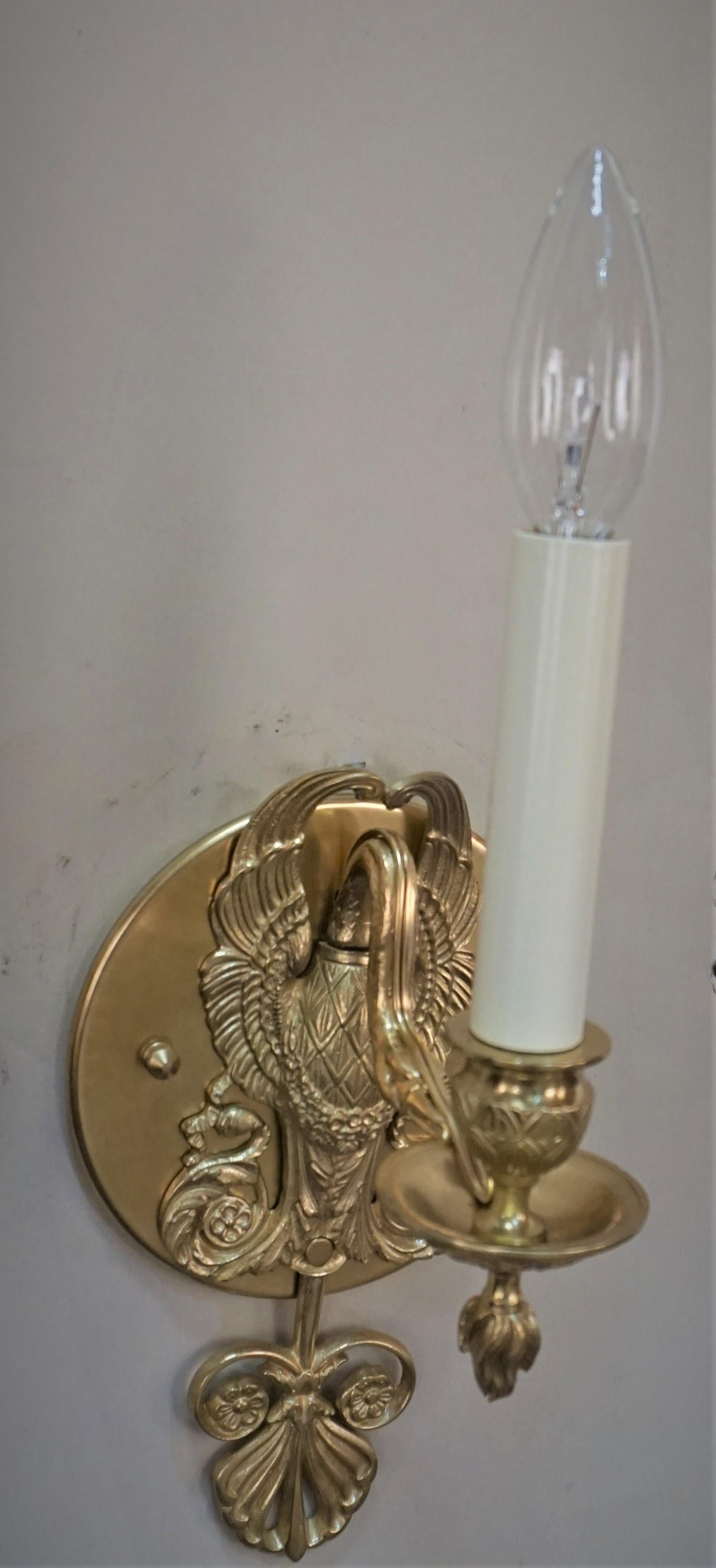 Pair of Empire Style Swam Wall Sconces For Sale 3