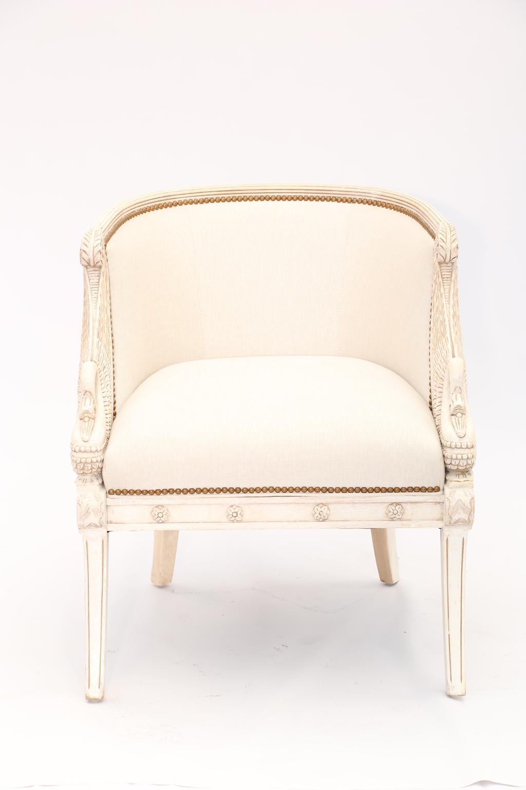 French Pair of Empire Style, Swan-Form, Armchairs