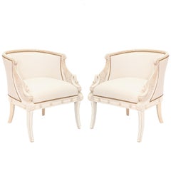 Antique Pair of Empire Style, Swan-Form, Armchairs