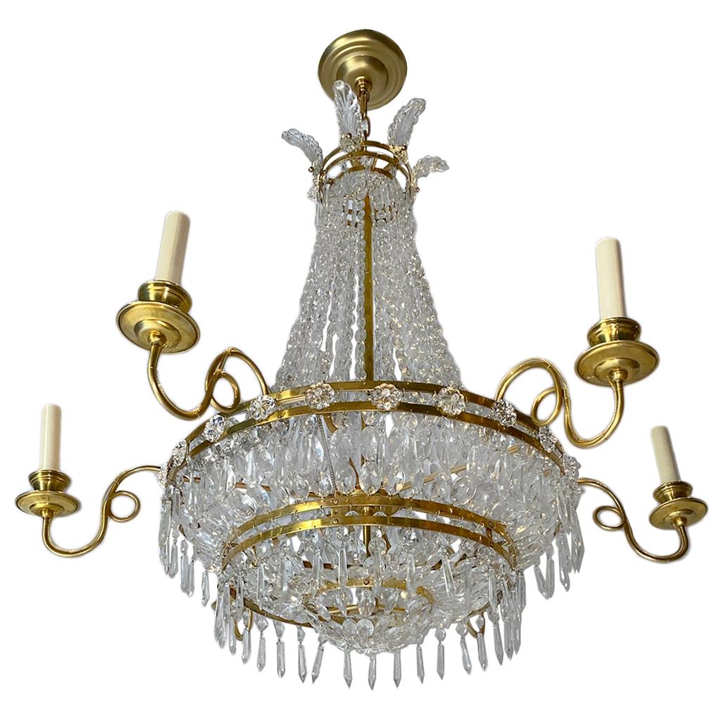 Pair of Empire Style Swedish Chandeliers, Sold Individually For Sale
