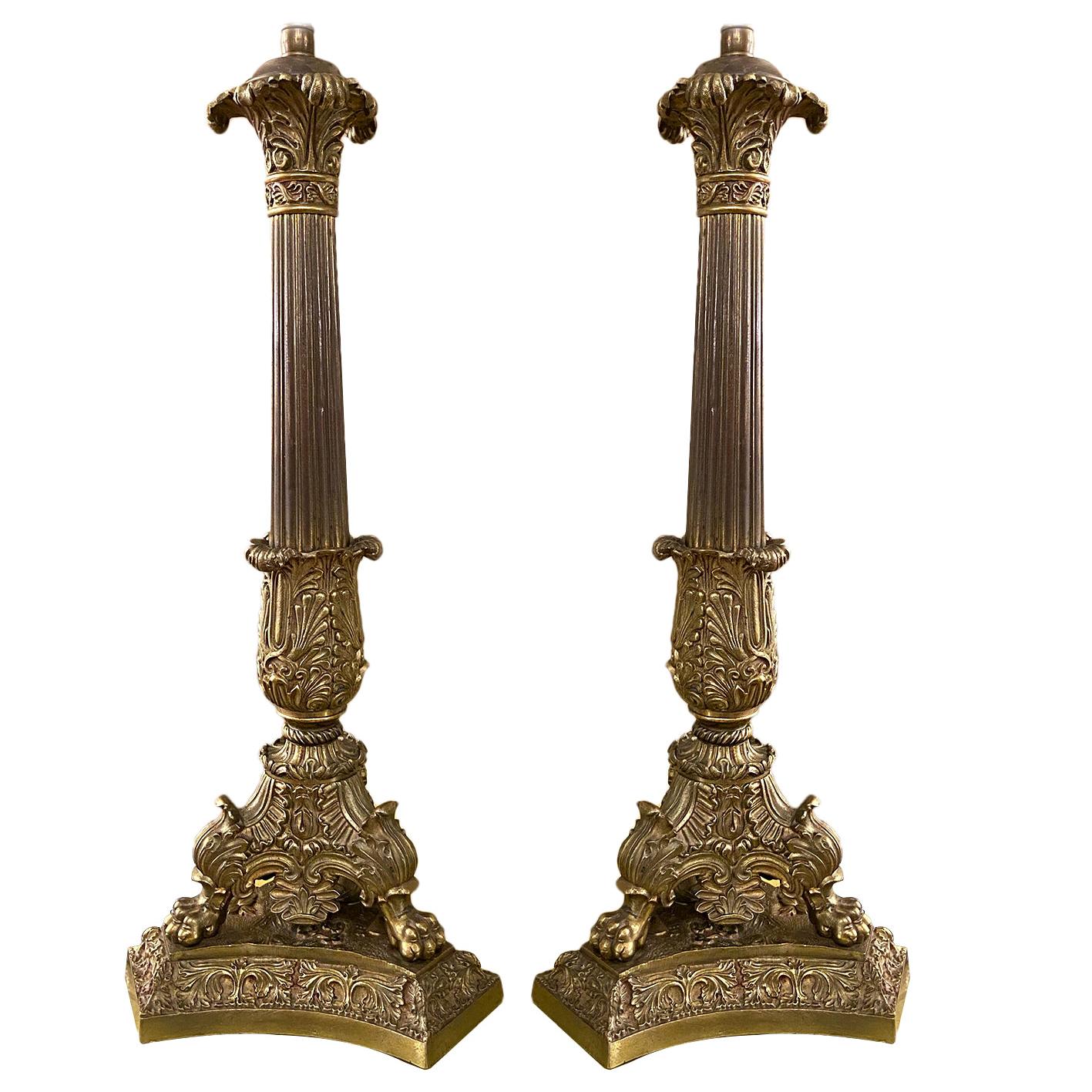 Pair of Empire Style Table Lamps For Sale