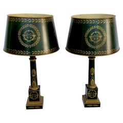 Pair of Empire Style Tole Lamps