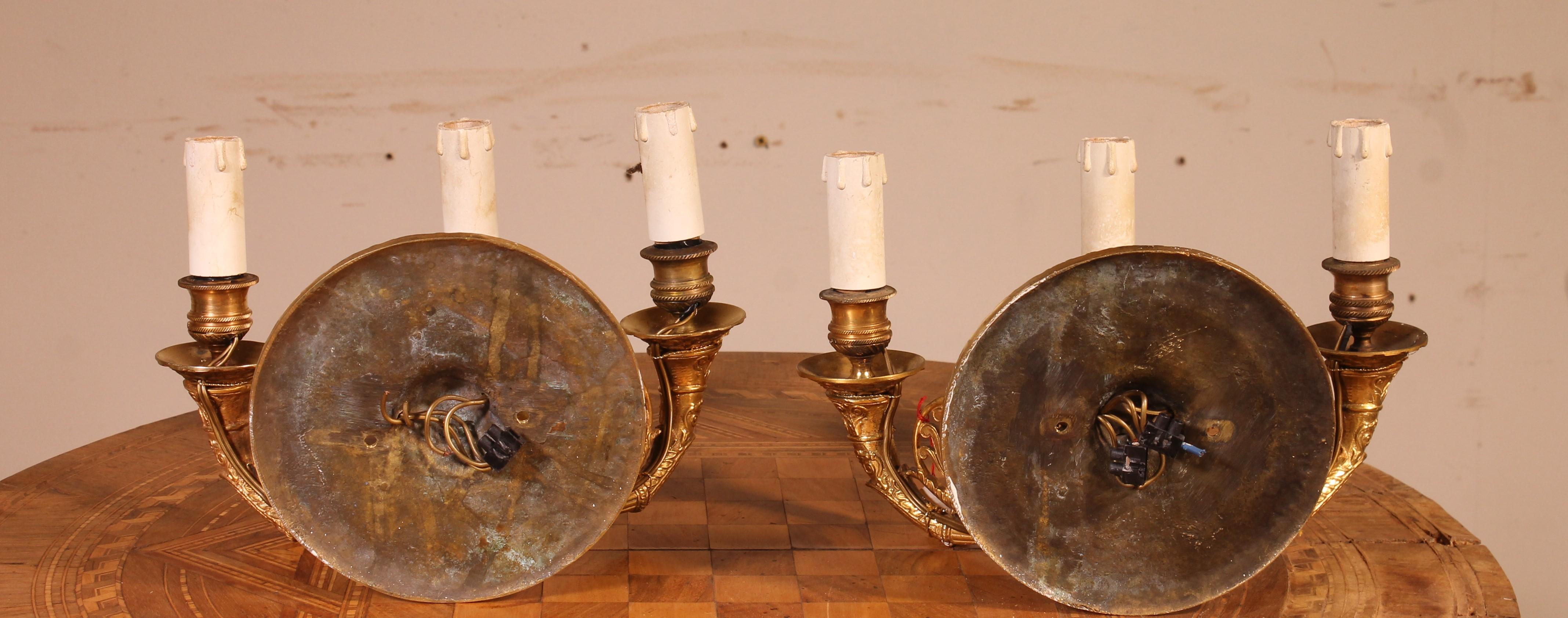 French Pair of Empire Style Wall Lights For Sale