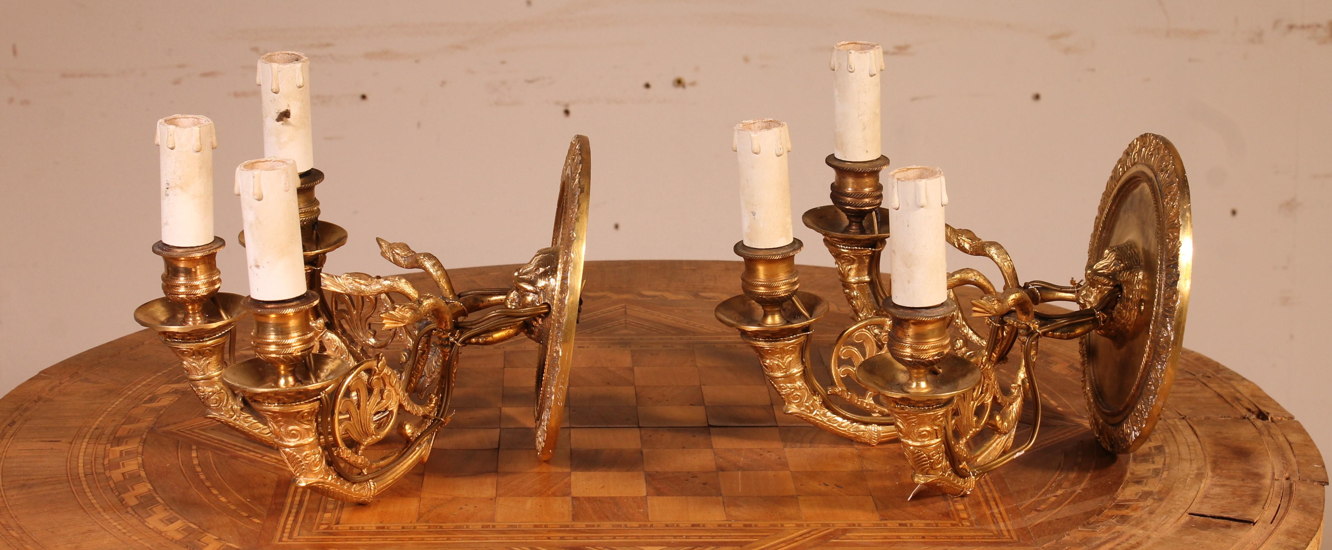 Pair of Empire Style Wall Lights In Good Condition For Sale In Brussels, Brussels