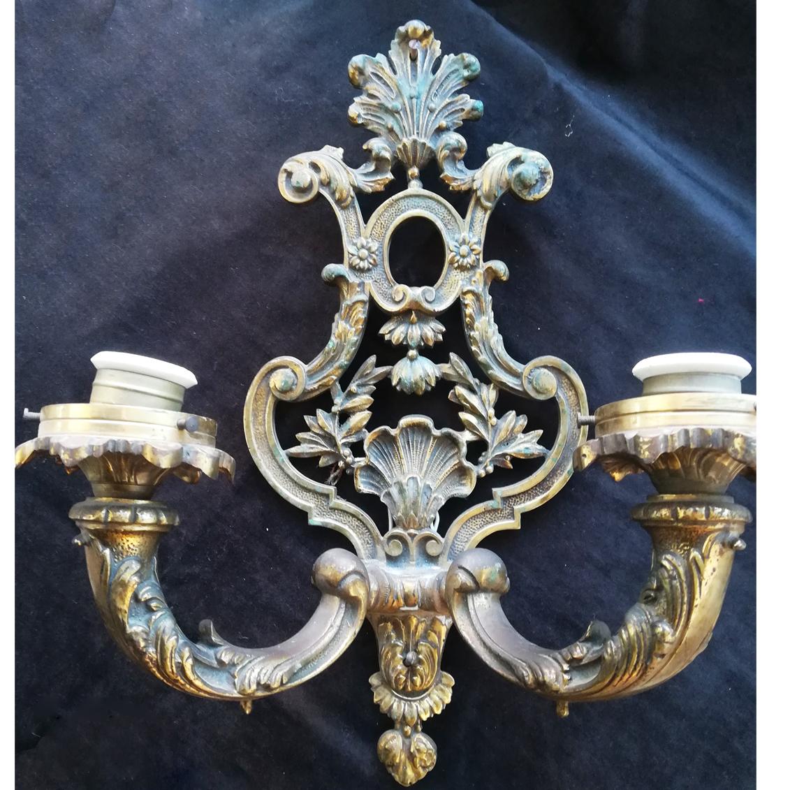 Pair of Wall Sconces Bronze Empire Style, France, Early 20th Century For Sale 6