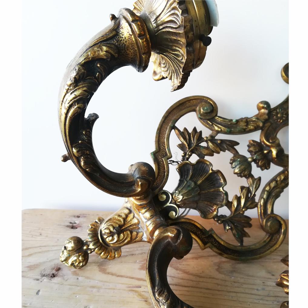 French Pair of Wall Sconces Bronze Empire Style, France, Early 20th Century For Sale