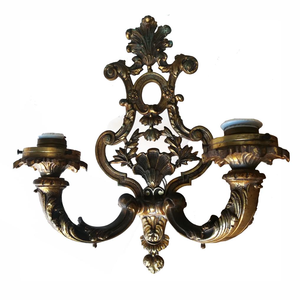 Pair of Wall Sconces Bronze Empire Style, France, Early 20th Century In Excellent Condition For Sale In Mombuey, Zamora
