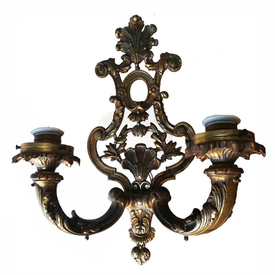 Pair of Wall Sconces Bronze Empire Style, France, Early 20th Century For Sale 2