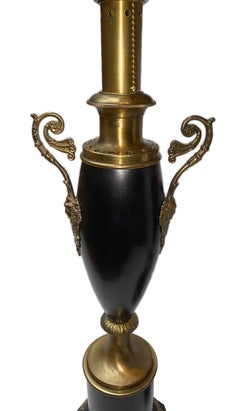 Pair of Empire Tole and Bronze Table Lamps