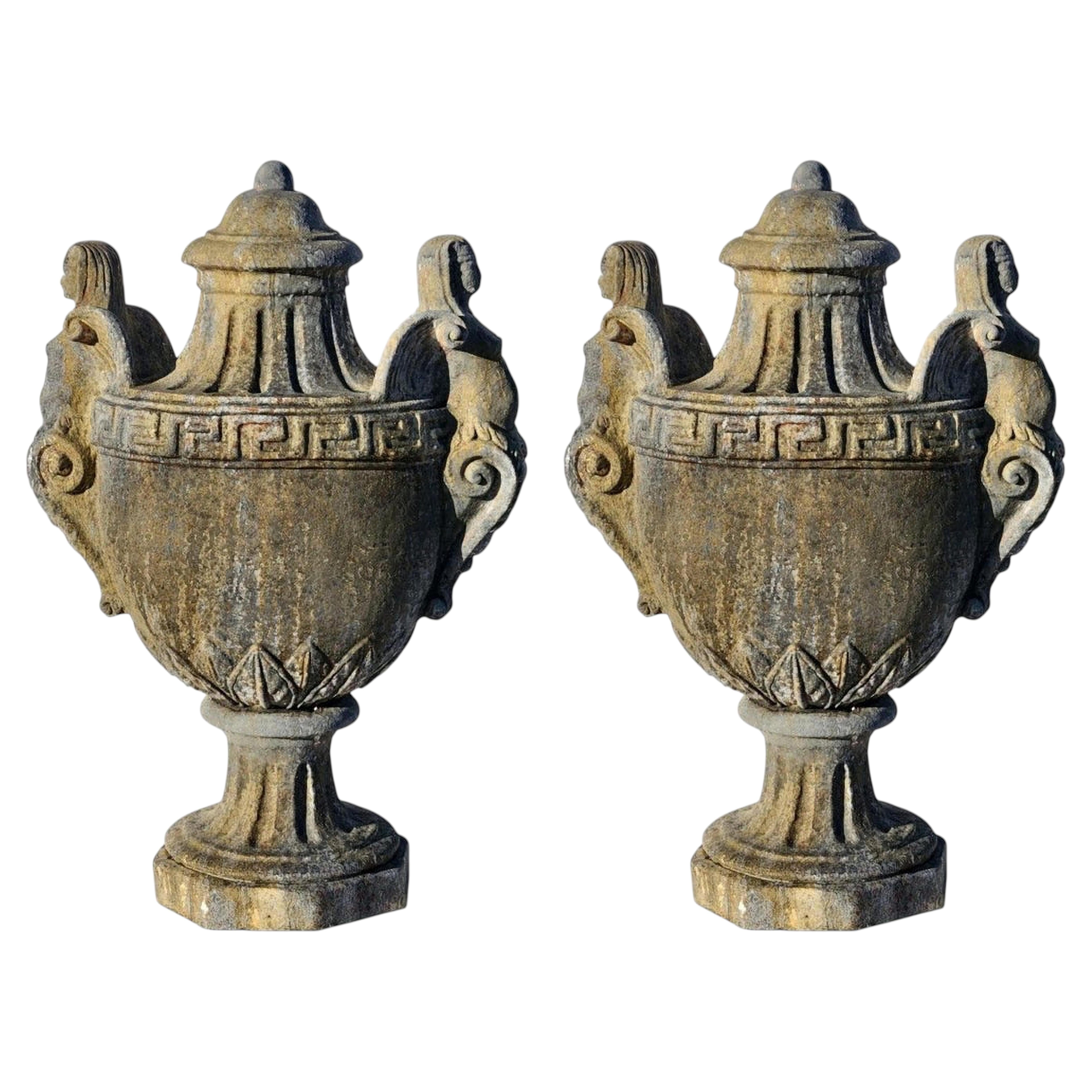 PAIR OF EMPIRE VASE - PILLAR GOBLET WITH SPHINXES 21th Century