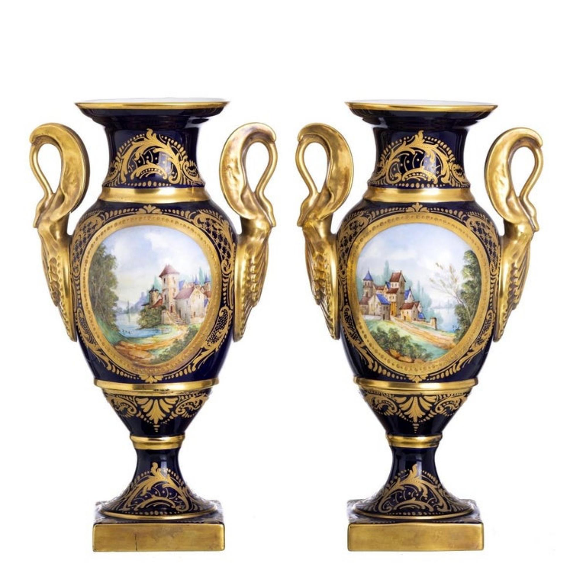 Pair of Empire Vases Sevres, 20th Century For Sale 3