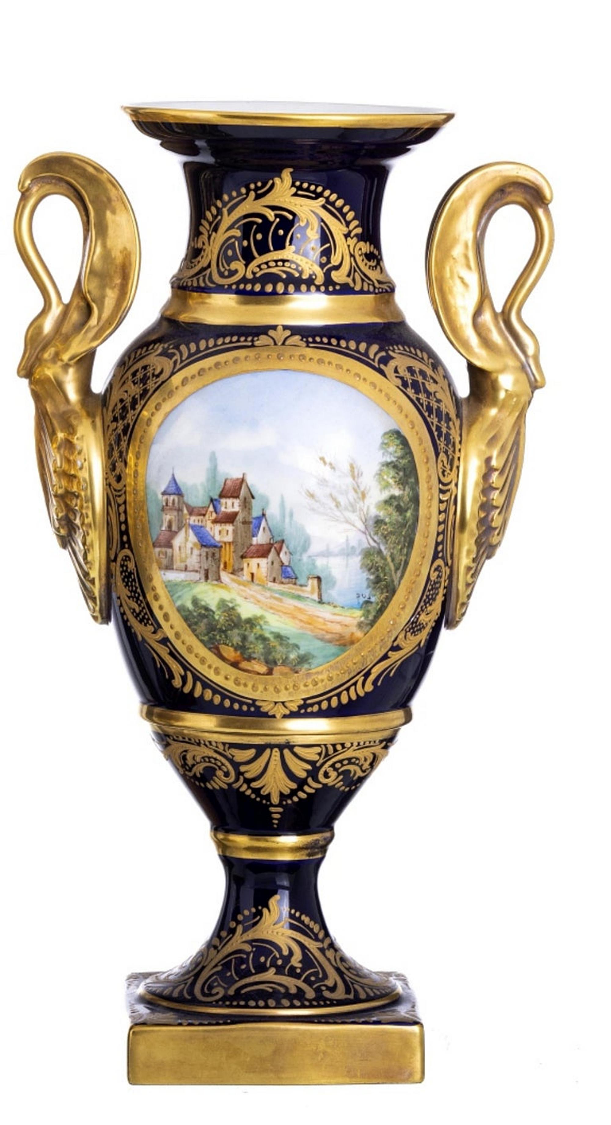 Pair of Empire Vases Sevres, 20th Century For Sale 5
