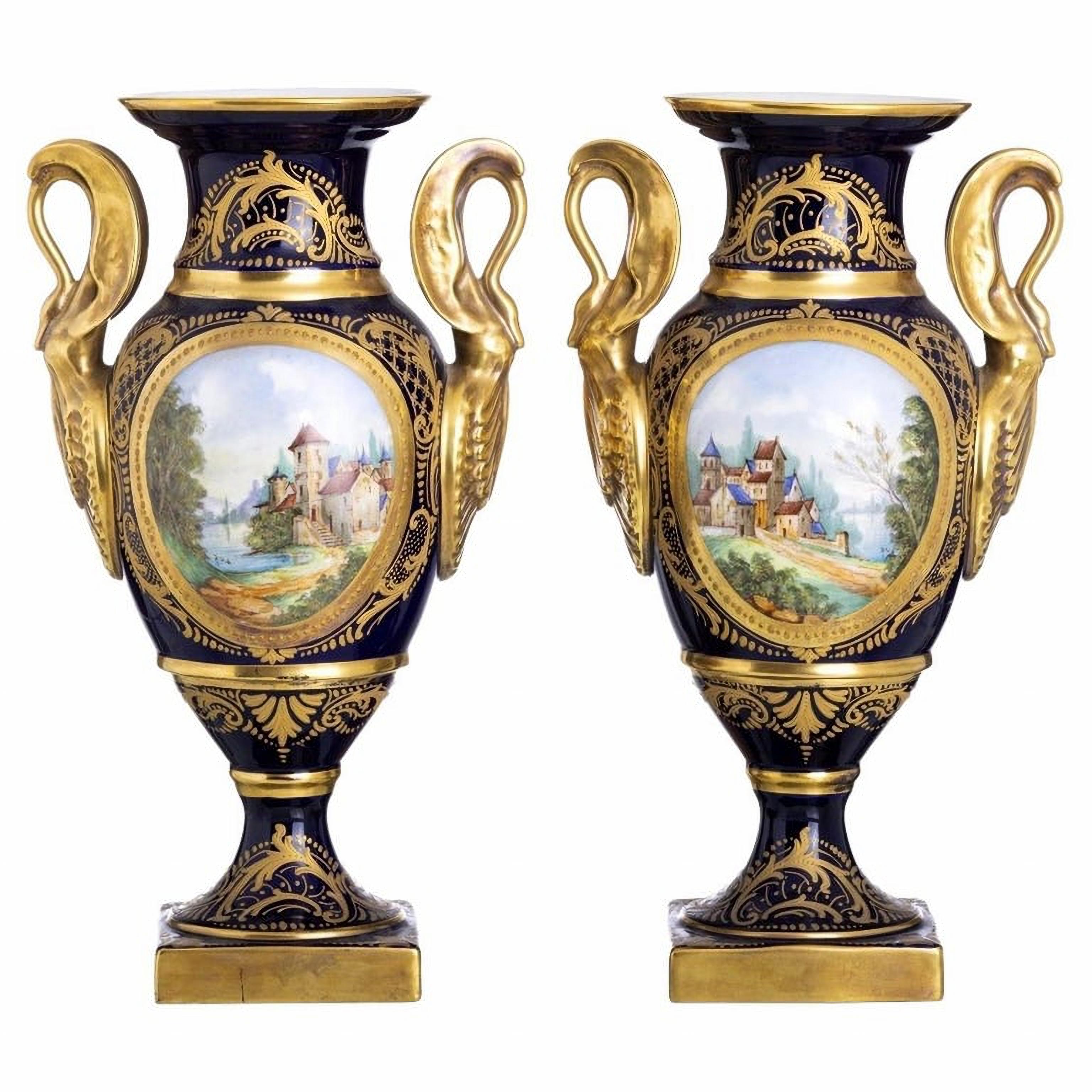Pair of Empire Vases Sevres, 20th Century For Sale 6