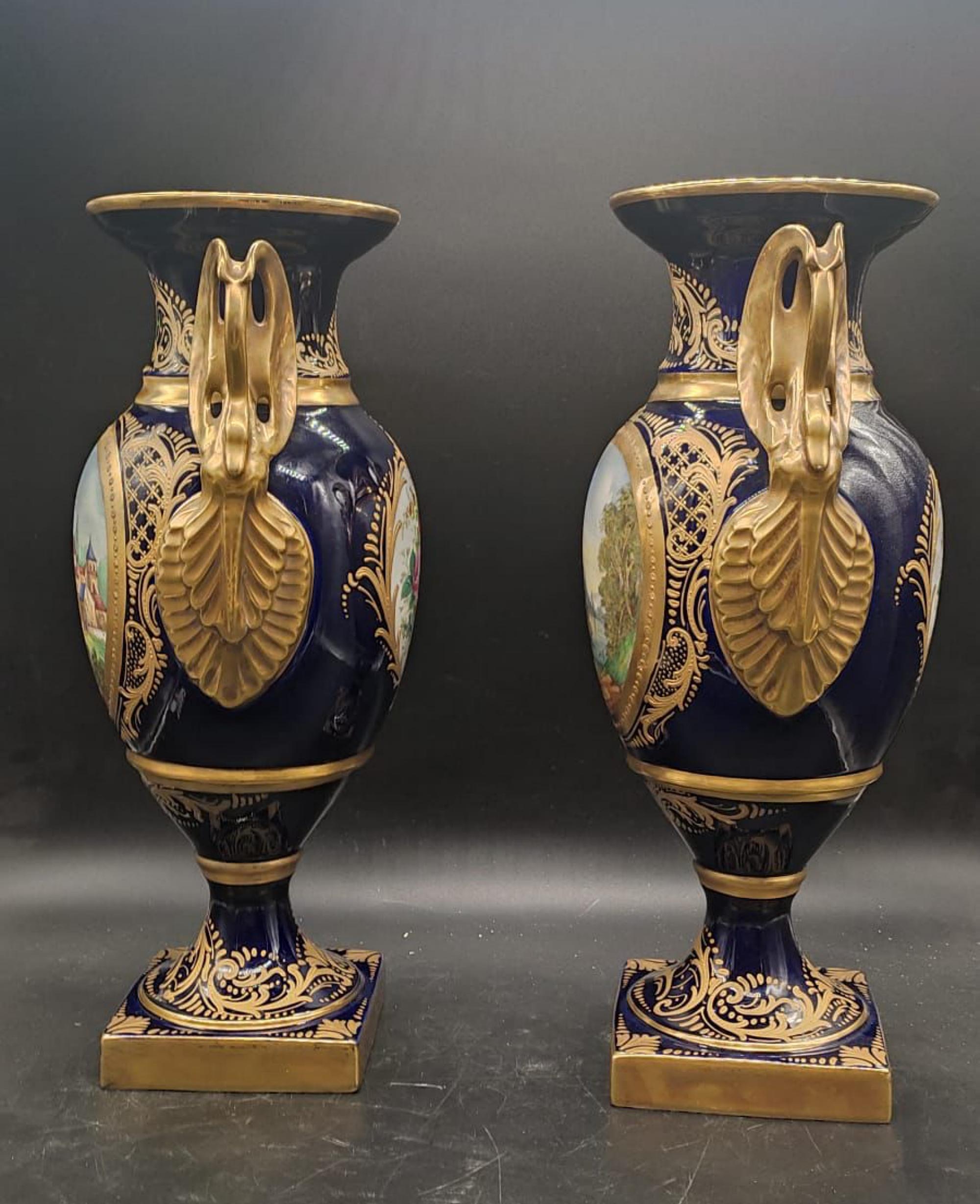 Pair of Empire Vases Sevres, 20th Century For Sale 7