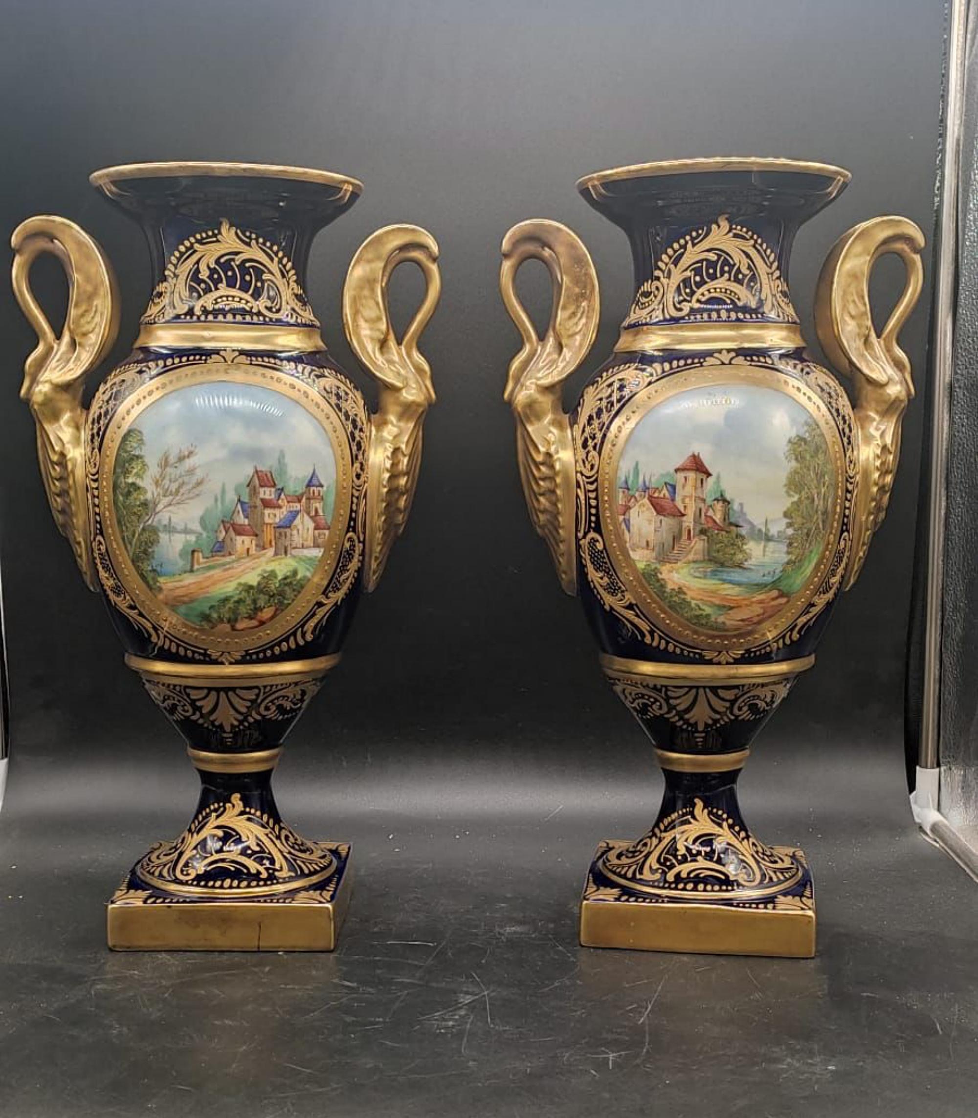 Pair of Empire Vases Sevres, 20th Century For Sale 8
