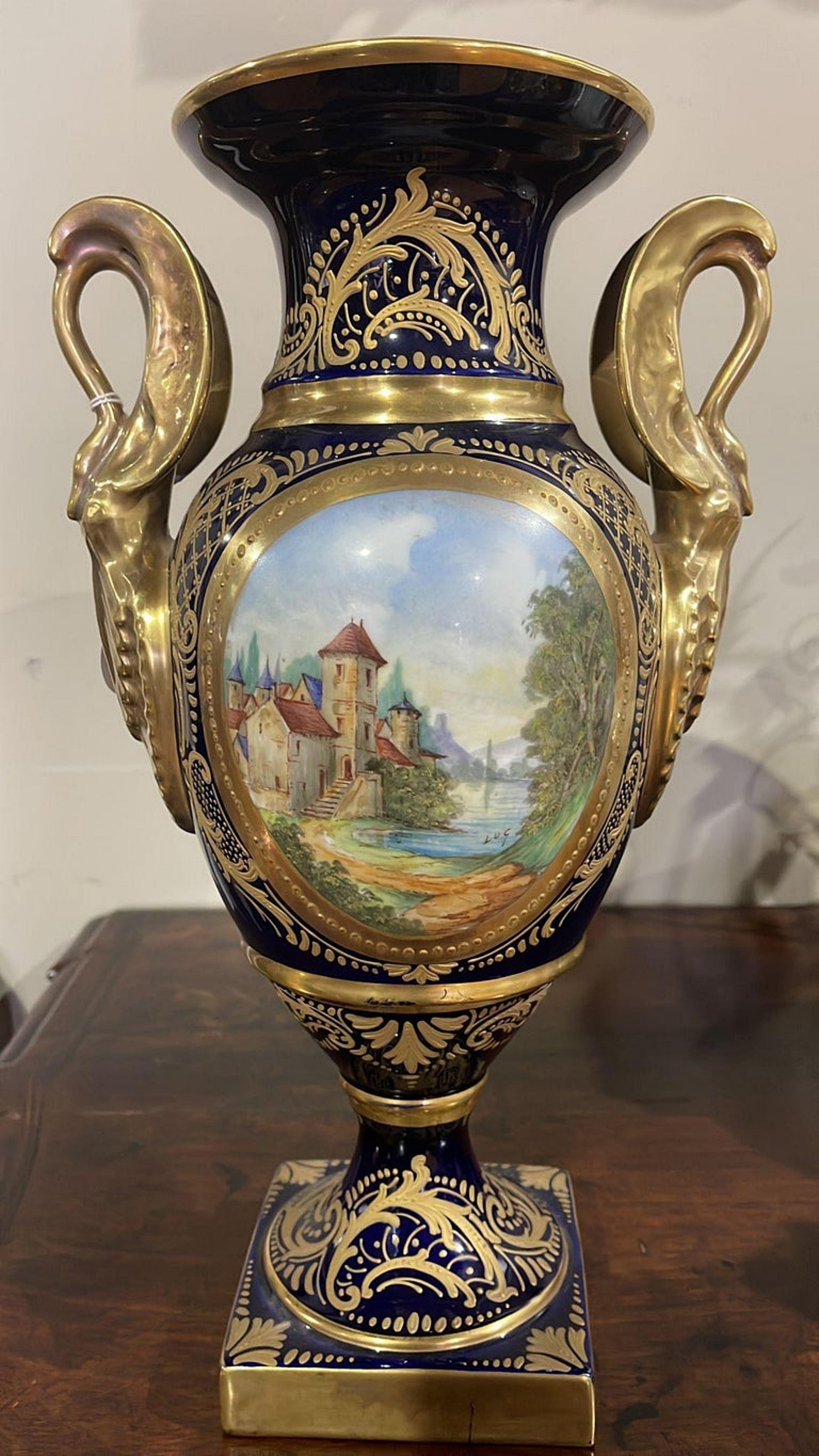 Pair of Empire Vases Sevres, 20th Century In Good Condition For Sale In Madrid, ES