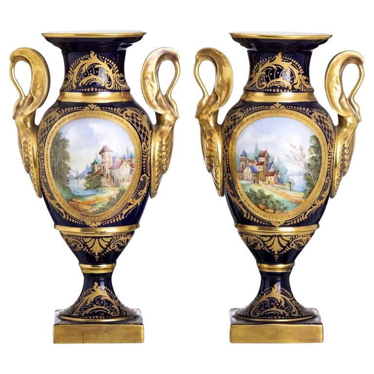 Pair of Empire Vases Sevres, 20th Century For Sale at 1stDibs