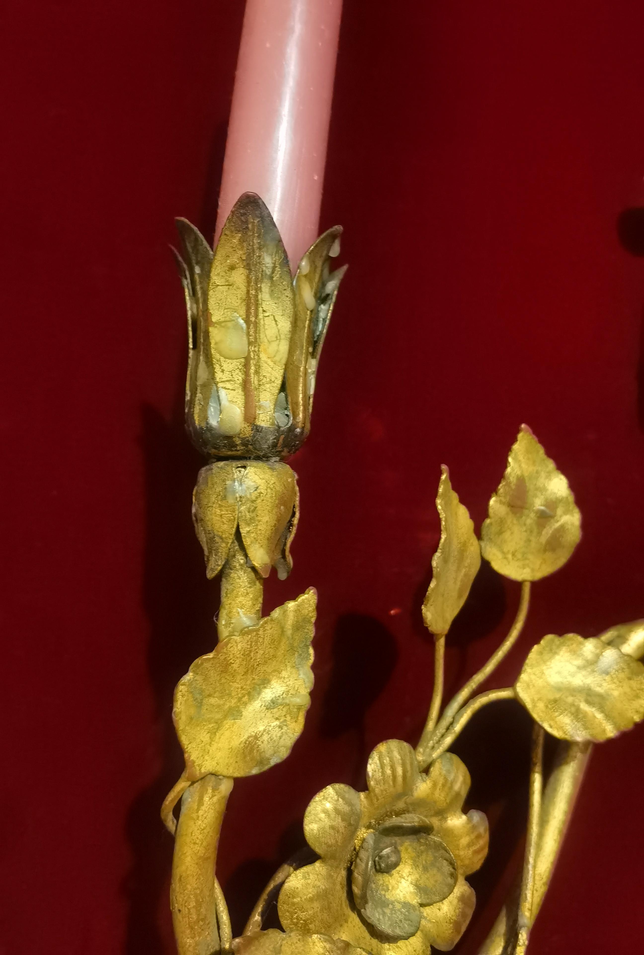 19th Century Pair of Empire Wall Chandeliers Wood with Birds