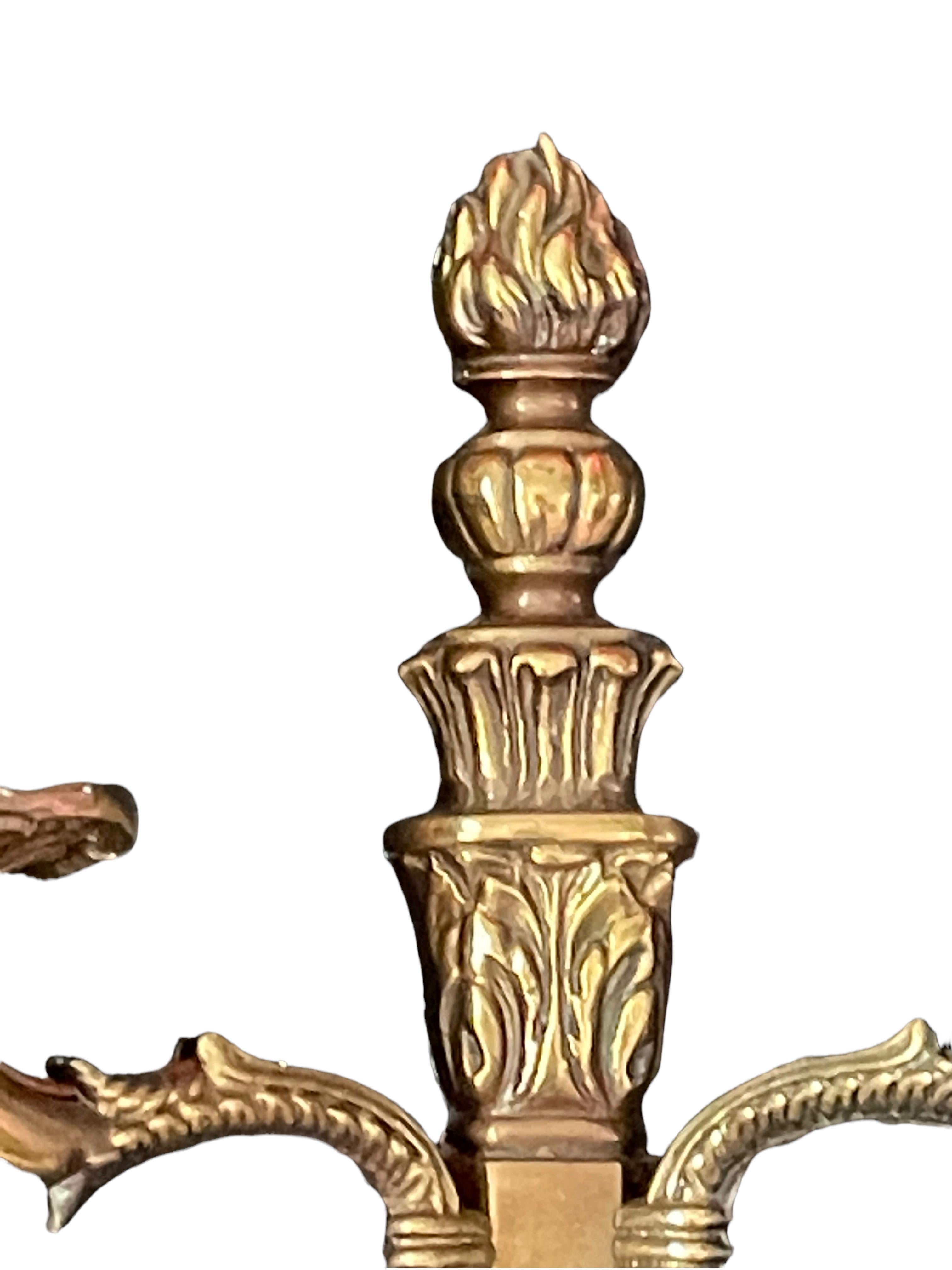Mid-20th Century Pair of Empire Wall Sconces in Bronze with Swan Goose Motif Arms, Italy, 1950s For Sale