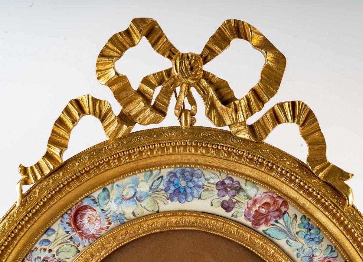 Enameled Pair of Enamel and Gilt Bronze Frames, Late 19th Century