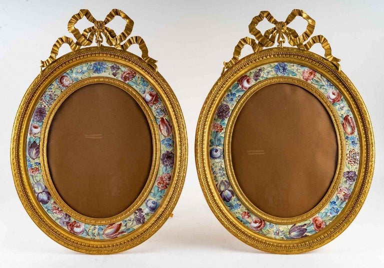 Pair of Enamel and Gilt Bronze Frames, Late 19th Century For Sale 3