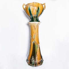 Pair of Enamel Ceramic Planters, Art Nouveau Period, France, circa 1900