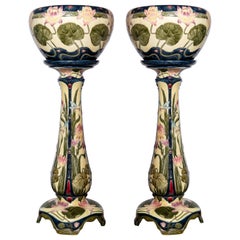 Used Pair of Enamel Ceramic Planters, Art Nouveau Period, Germany, circa 1900