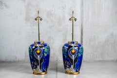 Paire de lampes de table en céramique émaillée, par Kostka & Marielle Sertelet pour Longwy