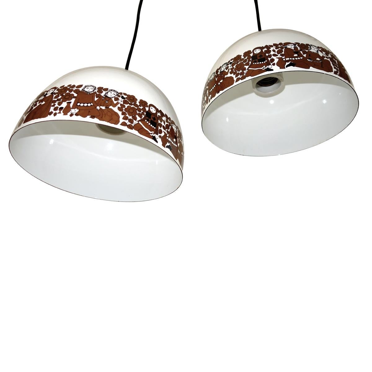 Pair of Enamel Pendants by Kay Franck & Esteri Tomula for Wartsila In Good Condition For Sale In Doornspijk, NL