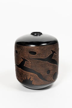 Coppia di vasi in terracotta smaltata, periodo Art Déco, Francia, circa 1940.