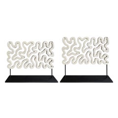 Pair of Enameled Cast Iron Architectural Elements on Custom Mounts
