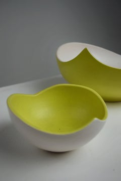 Pair of enameled ceramic bowls, model no. 1011, by Pol Chambost, France