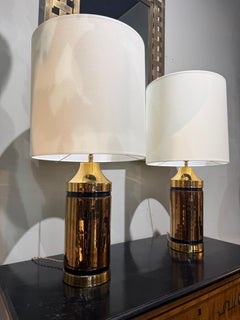 Pair of enameled ceramic lamps Bitossi for Bergboms Sweden 1970