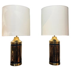Pair of enameled ceramic lamps Bitossi for Bergboms Sweden 1970