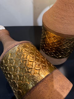 Pair of enameled ceramic lamps Bitossi Italy 1970