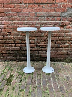 Pair of Enameled Iron Swivel Diner Stools