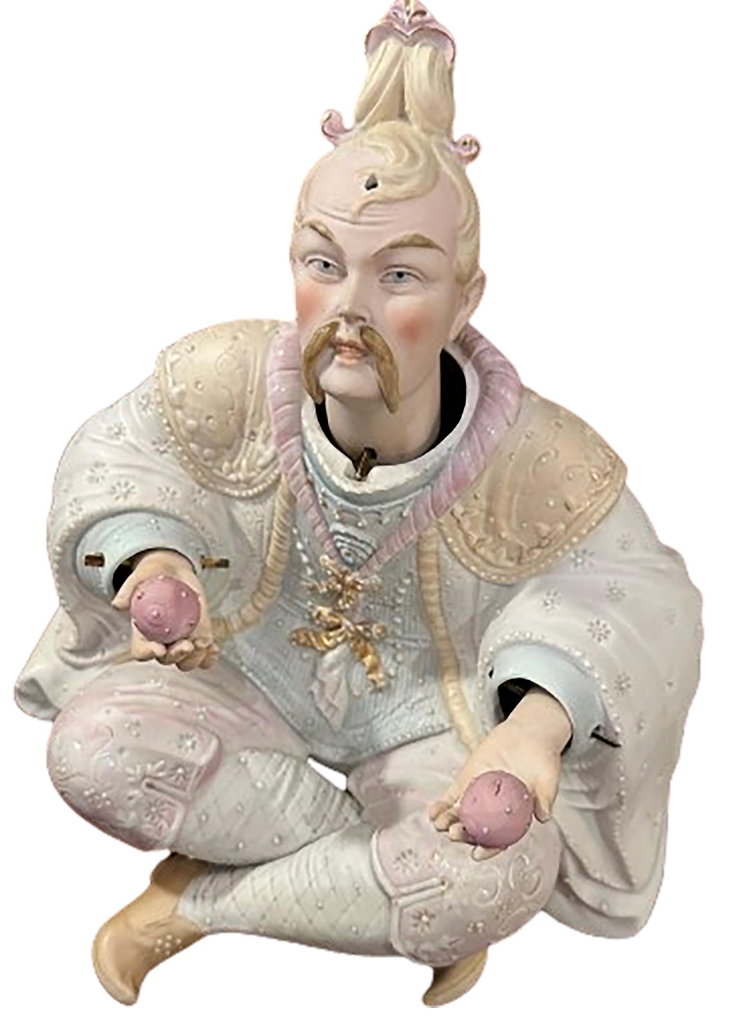 Ein Paar emaillierte Biskuit-Porzellan-Figuren, Germanic Nodder, Zirkusfiguren 1