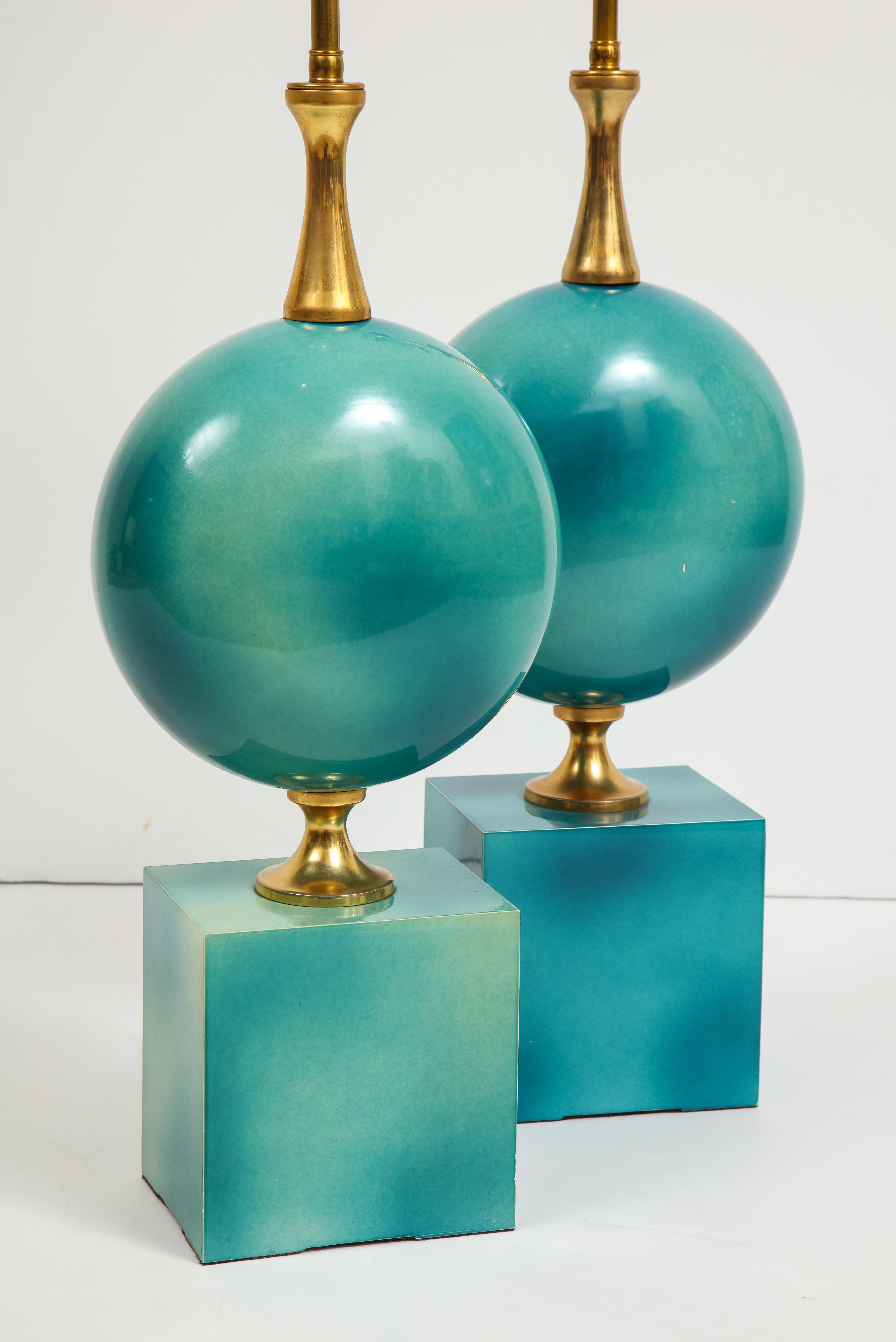 Pair of Enameled Table Lamps by Maison Barbier 4