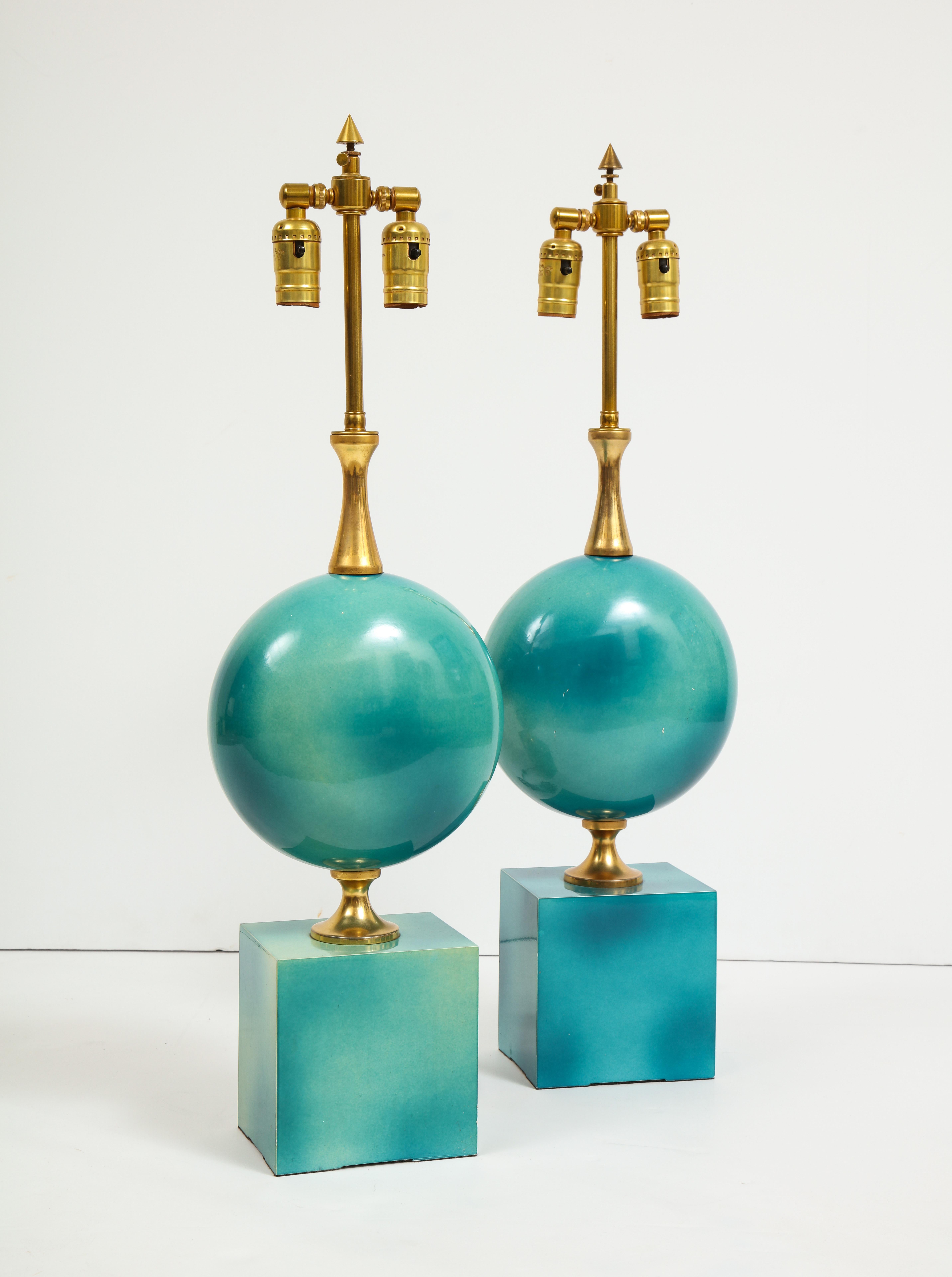 Pair of Enameled Table Lamps by Maison Barbier 6