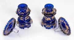Pair of Enamelled Bohemian Crystal Bottle and Cup