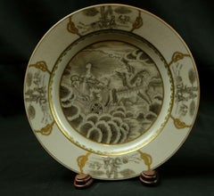 Pair of Encre de Chine Plates, 18 Century Qianlong Period