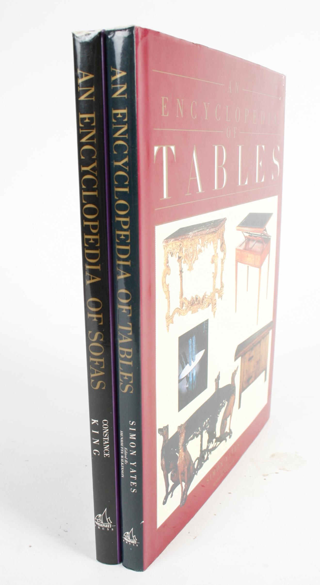 Pair of Encyclopedias: Tables by Simon Yates and Sofas by Constance King. The Wellfleet Press, London, 1989. First edition hardcovers with dust jackets. A pair of great historical references. Covering: Sofas 1700-present, Tables 1600 - present.
NPT
