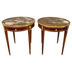 Pair of End, Center or Sofa Tables Bronze Mounted Single Drawer Glass Tops