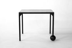 Pair of End/Side Tables Modern Geometric Handmade Carved Blackened Steel