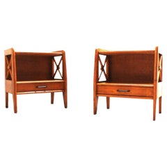 Pair of End Tables, Bedside Tables, in Light Oak, 1950s