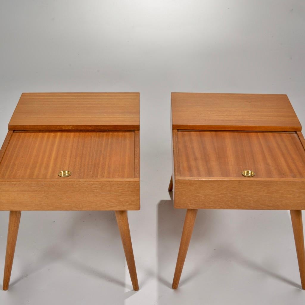 Mahogany Pair of End Tables by John Keal for Brown Saltman of California For Sale