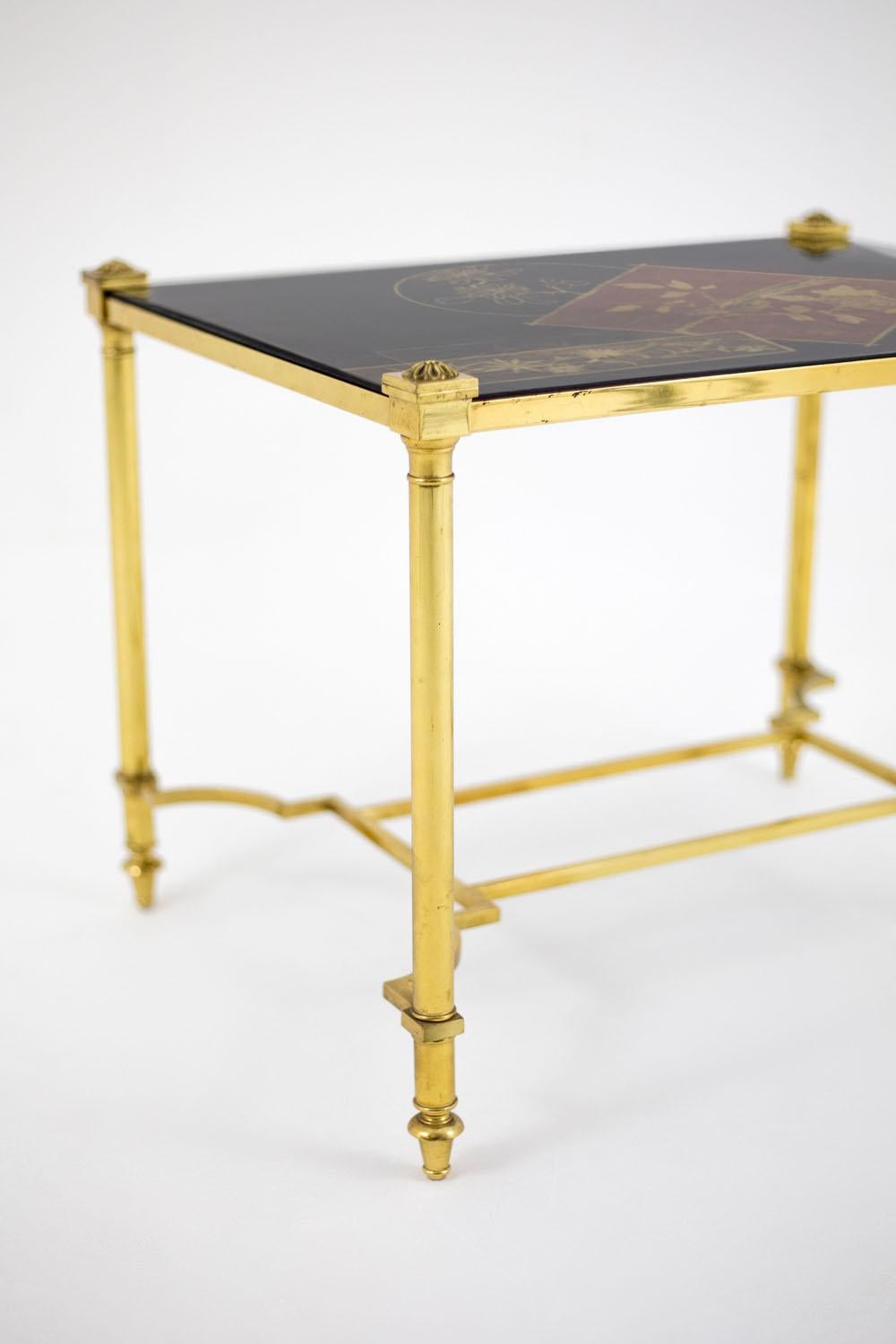 Pair of End Tables in Lacquer and Gilt Brass, 1970s 5
