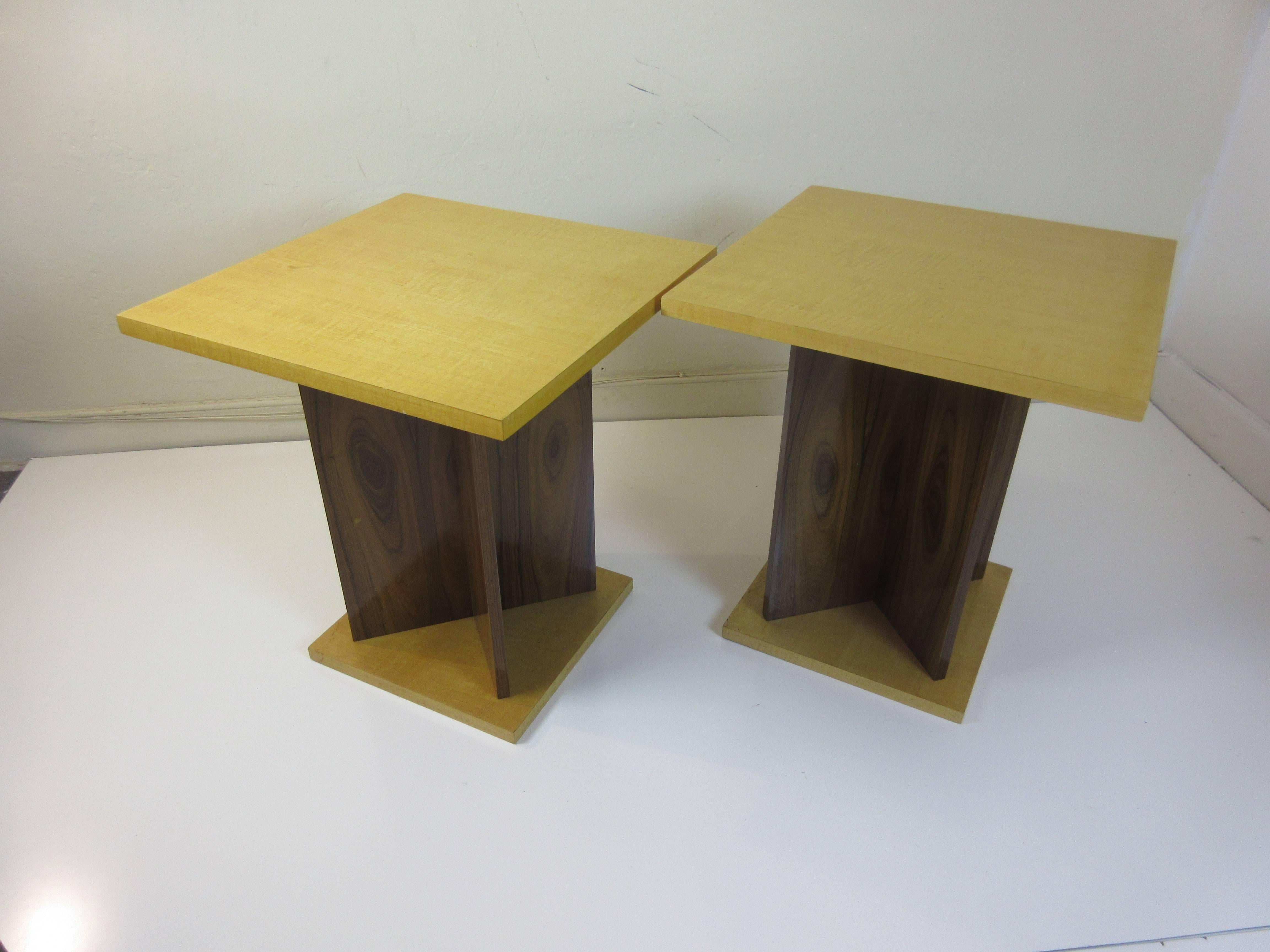 Birch Pair of End Tables in the Art Deco Style