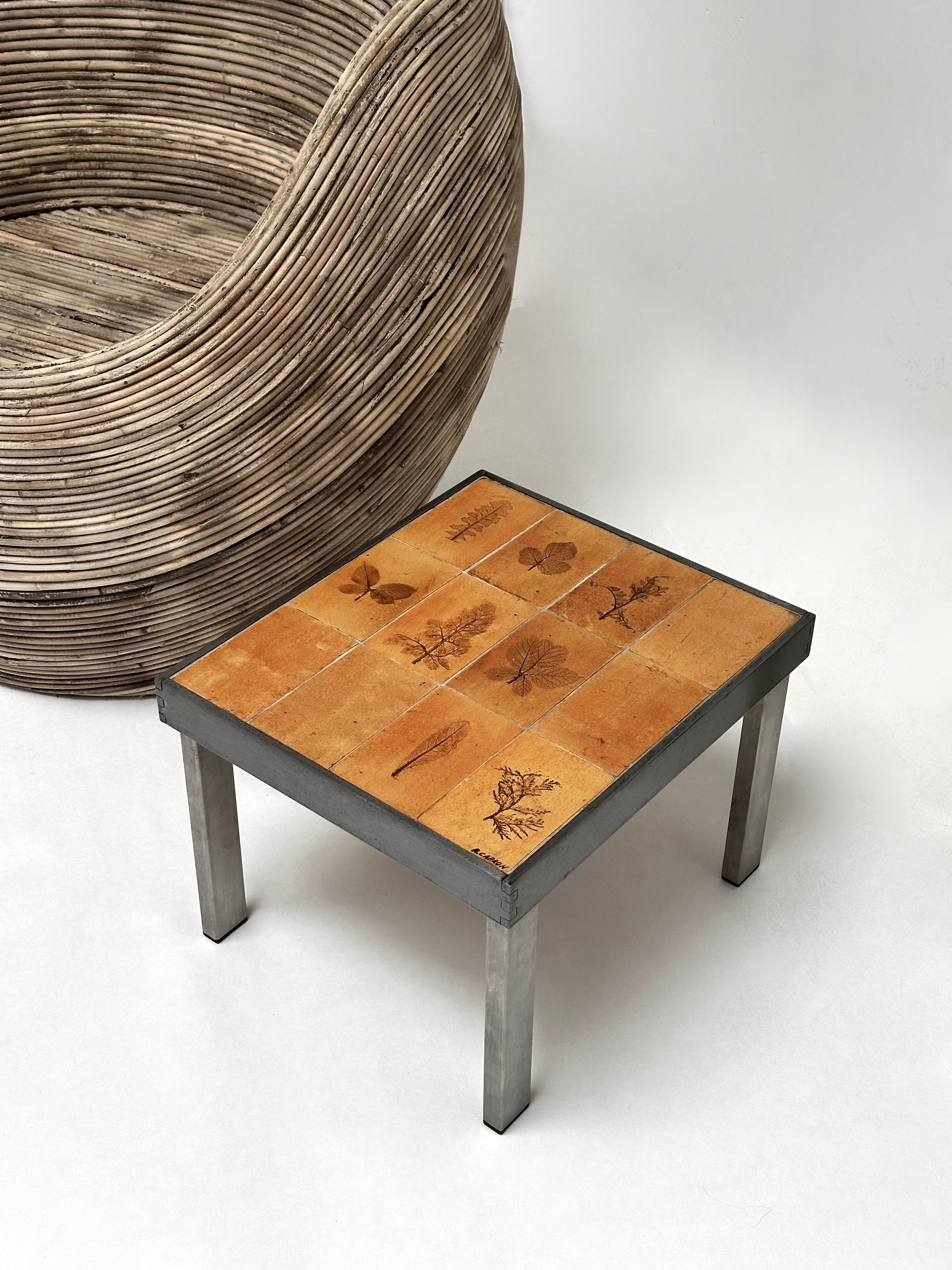 Paar Beistelltische, Roger Capron, Vallauris um 1970 (Gebürstet) im Angebot