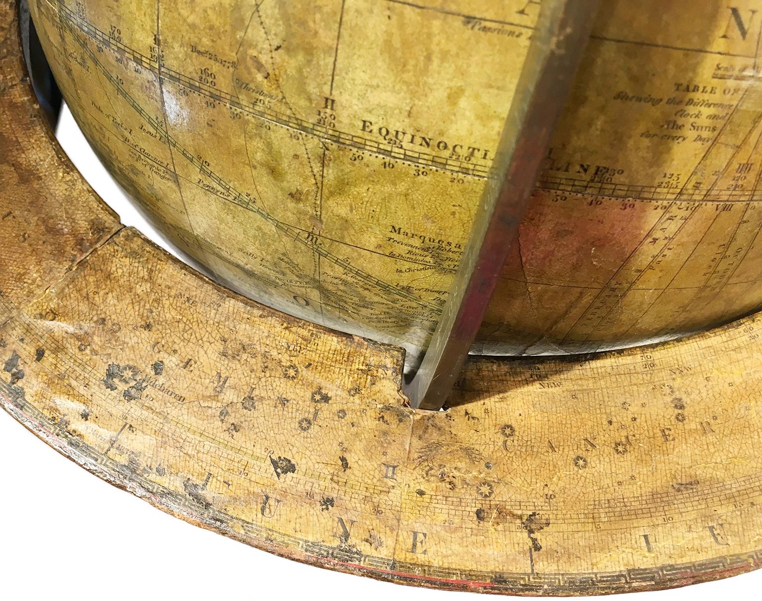 William IV Pair of English 12-inch Globes by William Harris, London, 1832 and 1835 For Sale